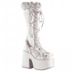 Plateau Stiefel CAMEL-311, Weiß, Demonia, Damen, Plateauschuhe, Schnürstiefel, Absatzschuhe, CAM311/W/PU, 12 cm Absatz