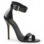 Sandalette AMUSE-10, Lack Schwarz, Pleaser High Heels, Damen, Absatzschuhe, AMU10/B, 12 cm Absatz