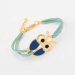 Retro Style Faux Suede Enamel Owl Charm Bracelet