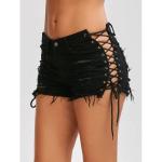 Lace Up Ripped Shorts