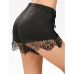 Eyelash Lace Insert Satin Shorts